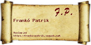 Frankó Patrik névjegykártya