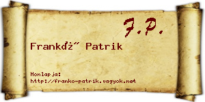 Frankó Patrik névjegykártya